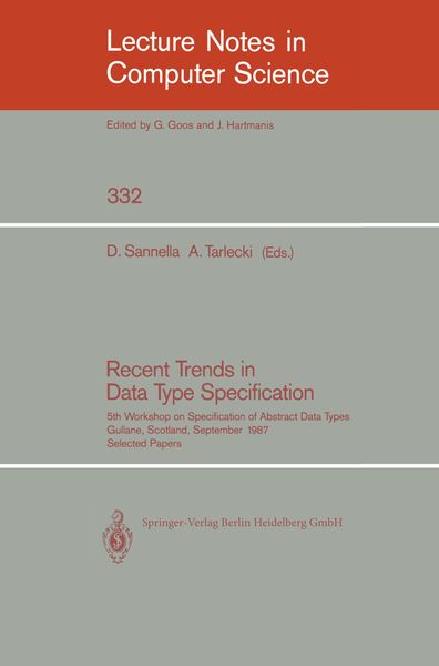 Produktbild: Recent Trends in Data Type Specification