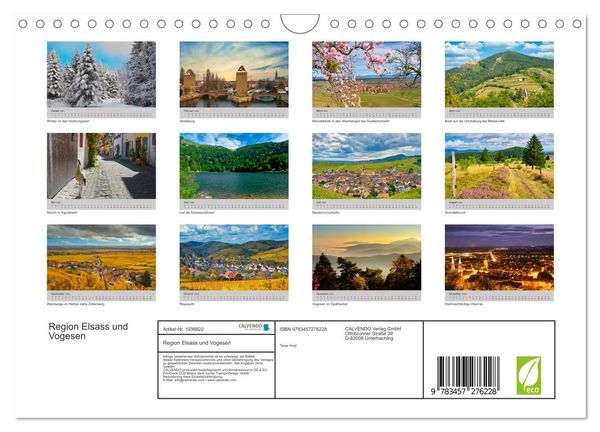 Produktbild: Region Elsass und Vogesen (Wandkalender 2026 DIN A4 quer), CALVENDO Monatskalender