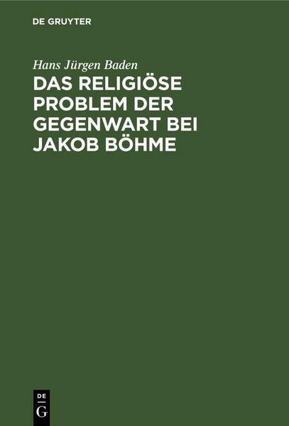 Produktbild: Das religi&ouml;se Problem der Gegenwart bei Jakob B&ouml;hme
