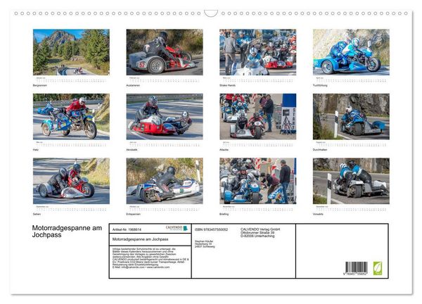 Produktbild: Motorradgespanne am Jochpass (Wandkalender 2026 DIN A2 quer), CALVENDO Monatskalender