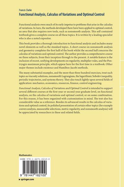 Produktbild: Functional Analysis, Calculus of Variations and Optimal Control