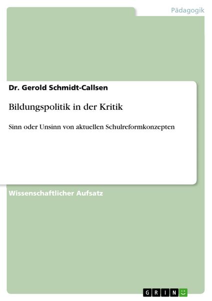 Produktbild: Bildungspolitik in der Kritik