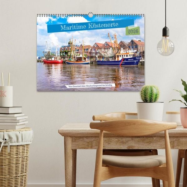 Produktbild: Maritime K&uuml;stenorte - von Greetsiel, &uuml;ber Neuharlingersiel bis Schillig (Wandkalender 2026 DIN A3 quer), CALVENDO Monatskalender