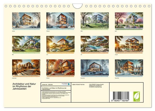 Produktbild: Architektur und Natur im Rhythmus der Jahreszeiten (Wandkalender 2026 DIN A4 quer), CALVENDO Monatskalender