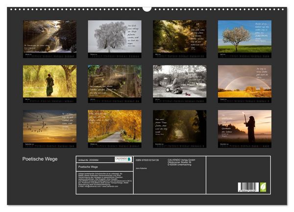 Produktbild: Poetische Wege (Wandkalender 2026 DIN A2 quer), CALVENDO Monatskalender