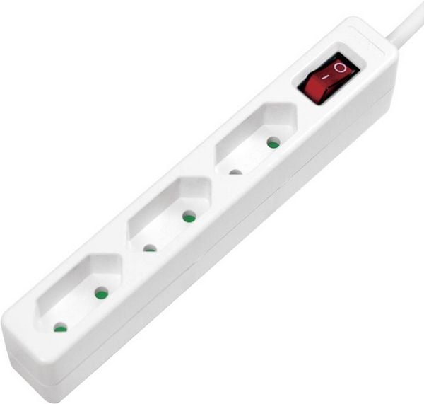 Produktbild: LogiLink LPS230 Steckdosenleiste mit Schalter 3fach Wei&szlig; Konturenstecker 1St.