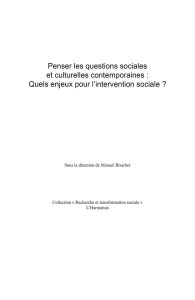 Produktbild: Penser les questions sociales et culturelles contemporaines
