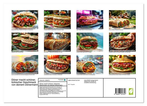 Produktbild: D&ouml;ner macht sch&ouml;ner, t&uuml;rkischer Geschmack von deinem D&ouml;nermann (Wandkalender 2026 DIN A3 quer), CALVENDO Monatskalender