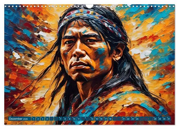 Produktbild: Portraits im Stil amerikanischer Ureinwohner (Wandkalender 2026 DIN A3 quer), CALVENDO Monatskalender