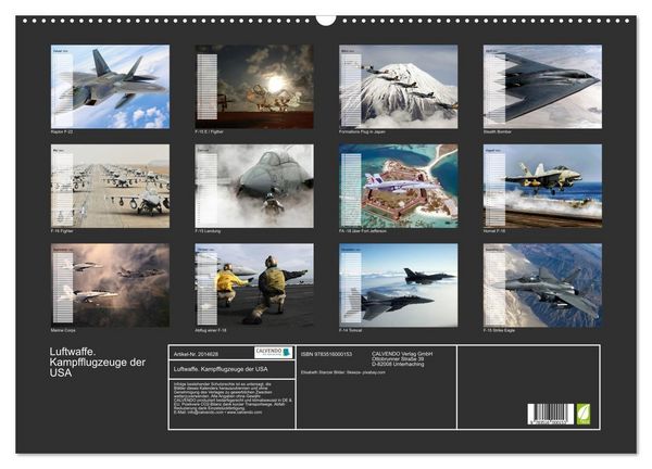 Produktbild: Luftwaffe. Kampfflugzeuge der USA (Wandkalender 2026 DIN A2 quer), CALVENDO Monatskalender