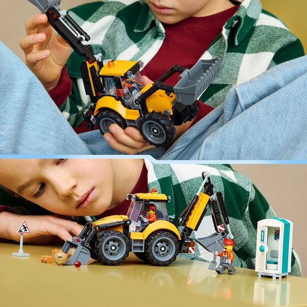 Produktbild: LEGO City 60480 Gelber Baggerlader, Baufahrzeug mit wirklichkeitsgetreuen Funktionen