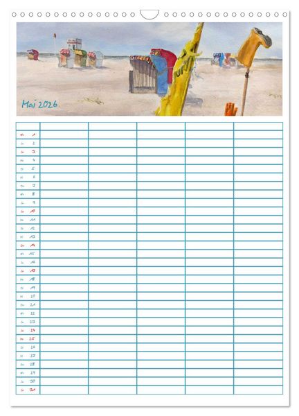 Produktbild: Amrumaquarelle (Wandkalender 2026 DIN A3 hoch), CALVENDO Monatskalender