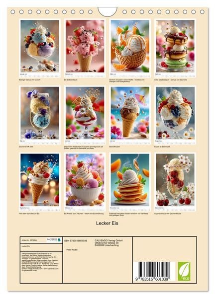Produktbild: Lecker Eis (Wandkalender 2026 DIN A4 hoch), CALVENDO Monatskalender