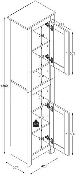 Produktbild: Holz Badm&ouml;bel Badschrank Hochschrank Regal Balusa