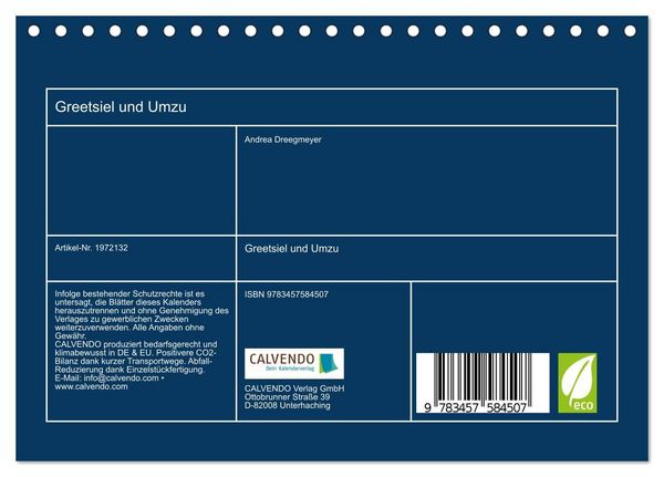 Produktbild: Greetsiel und Umzu (Tischkalender 2026 DIN A5 quer), CALVENDO Monatskalender