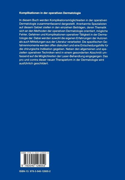 Produktbild: Komplikationen in der operativen Dermatologie