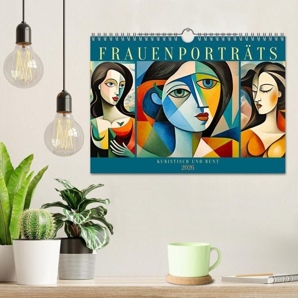 Produktbild: Frauenportr&auml;ts, kubistisch und bunt (Wandkalender 2026 DIN A4 quer), CALVENDO Monatskalender