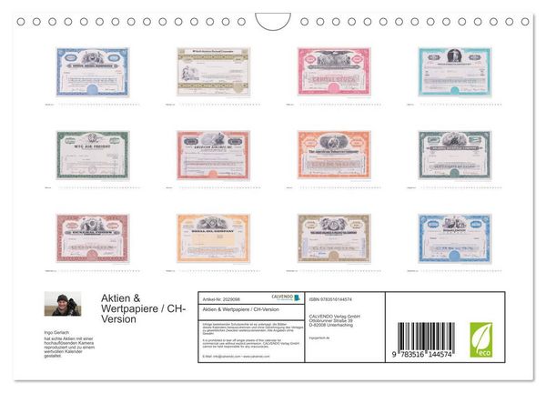 Produktbild: Aktien & Wertpapiere / CH-Version (Wandkalender 2026 DIN A4 quer), CALVENDO Monatskalender