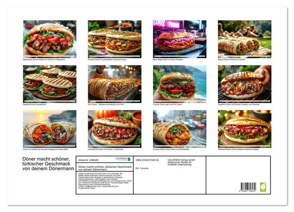 Produktbild: D&ouml;ner macht sch&ouml;ner, t&uuml;rkischer Geschmack von deinem D&ouml;nermann (Wandkalender 2026 DIN A2 quer), CALVENDO Monatskalender
