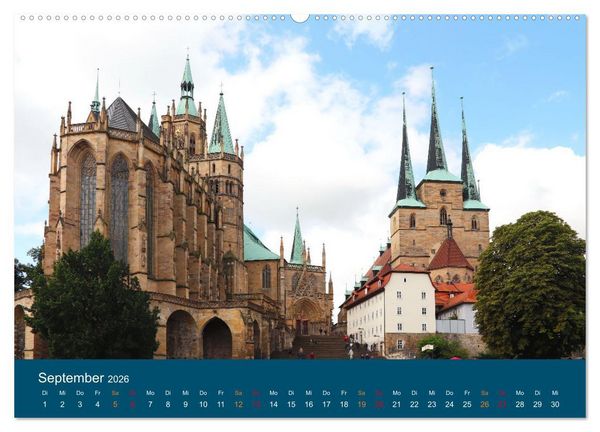 Produktbild: Th&uuml;ringen, unterwegs in Weimar, Erfurt und Eisenach (Wandkalender 2026 DIN A2 quer), CALVENDO Monatskalender