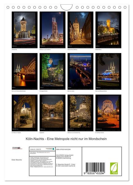 Produktbild: K&ouml;ln-Nachts - Eine Metropole nicht nur im Mondschein (Wandkalender 2026 DIN A4 hoch), CALVENDO Monatskalender