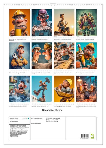 Produktbild: Bauarbeiter Humor (Wandkalender 2026 DIN A2 hoch), CALVENDO Monatskalender