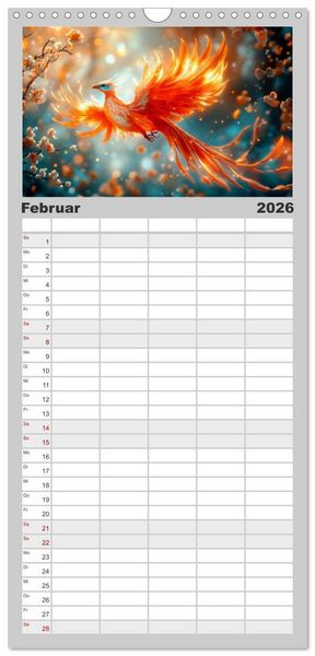 Produktbild: Familienplaner 2026 - FABELWESEN M&auml;rchenhafte Tr&auml;ume mit 5 Spalten (Wandkalender, 21 x 45 cm) CALVENDO