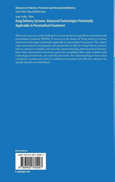 Produktbild: Drug Delivery Systems: Advanced Technologies Potentially Applicable in Personalised Treatment