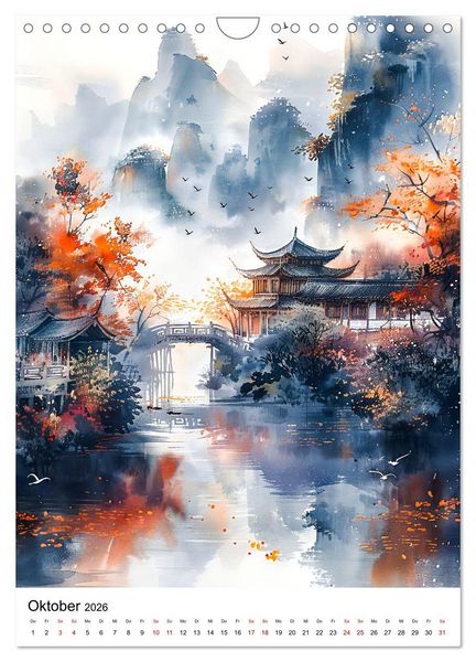 Produktbild: China in Wasserfarben - Idyllische Reise durch Traumlandschaften (Wandkalender 2026 DIN A4 hoch), CALVENDO Monatskalender