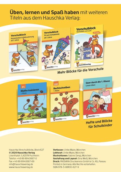 Vorschule Übungsheft ab 5 Jahre für Junge und Mädchen. Vorschulblock - Zahlen und Mengen