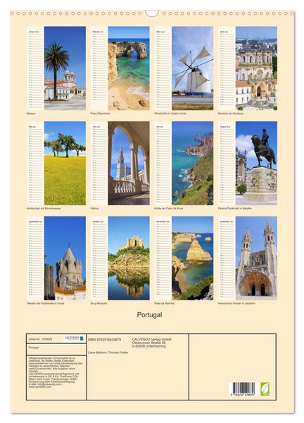 Produktbild: Portugal (Wandkalender 2026 DIN A2 hoch), CALVENDO Monatskalender