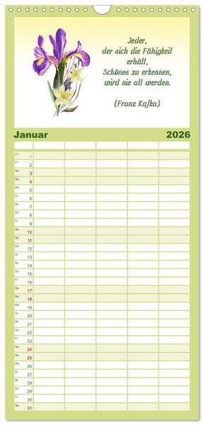 Produktbild: Familienplaner 2026 - 12 unterhaltsame Zitate f&uuml;r ein sch&ouml;nes Jahr mit 5 Spalten (Wandkalender, 21 x 45 cm) CALVENDO