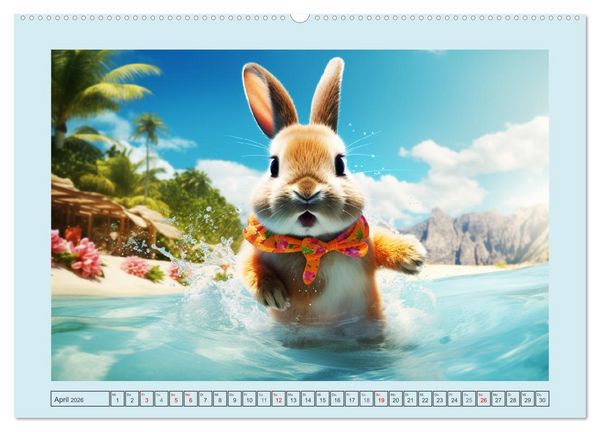 Produktbild: Liebliche Kaninchen. Flauschige Hopsis haben Spa&szlig; (hochwertiger Premium Wandkalender 2026 DIN A2 quer), Kunstdruck in Hochglanz