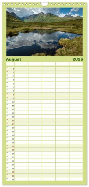 Produktbild: Familienplaner 2026 - Natur im Aostatal mit 5 Spalten (Wandkalender, 21 x 45 cm) CALVENDO