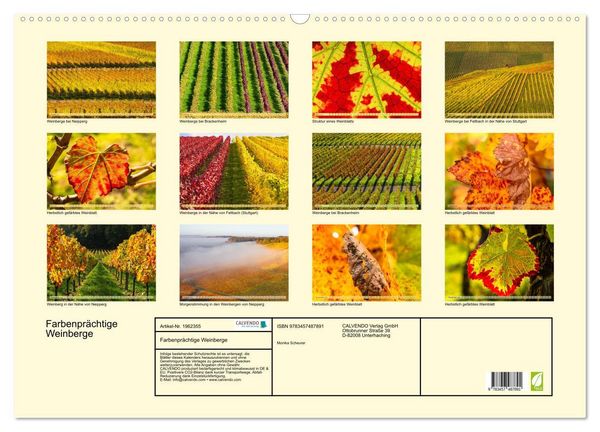 Produktbild: Farbenpr&auml;chtige Weinberge (Wandkalender 2026 DIN A2 quer), CALVENDO Monatskalender