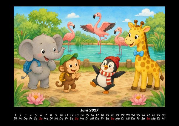 Produktbild: Ein Jahr im Zoo mit Raffi und Freunden 2027 Fotokalender DIN A3