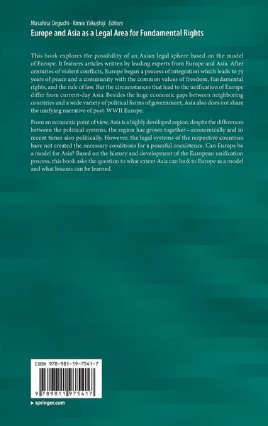 Produktbild: Europe and Asia as a Legal Area for Fundamental Rights