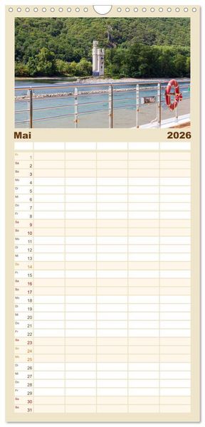 Produktbild: Familienplaner 2026 - Eine Kreuzfahrt auf dem Rhein mit 5 Spalten (Wandkalender, 21 x 45 cm) CALVENDO