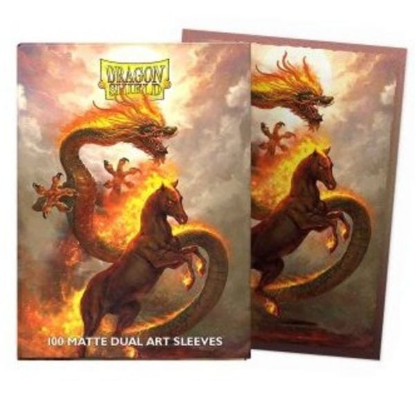 Pegasus ART12115 - Dragon Shield: Fire Horse, 100 Matte Dual Art Sleeves