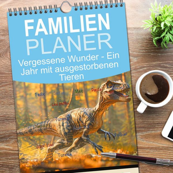 Produktbild: Familienplaner 2026 - Vergessene Wunder - Ein Jahr mit ausgestorbenen Tieren mit 5 Spalten (Wandkalender, 21 x 45 cm) CALVENDO