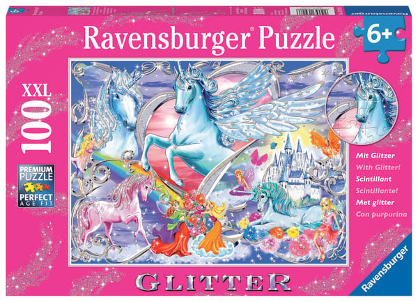 Produktbild: Puzzle Ravensburger Die sch&ouml;nsten Einh&ouml;rner 100 Teile XXL Glitzer