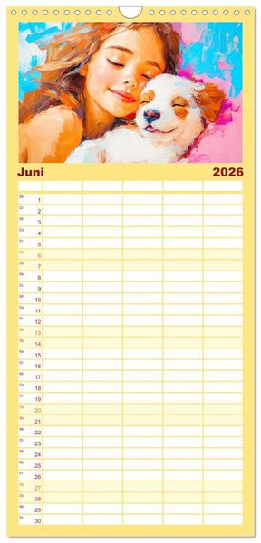 Produktbild: Familienplaner 2026 - Mensch und Hund. Herzensverbindungen mit 5 Spalten (Wandkalender, 21 x 45 cm) CALVENDO