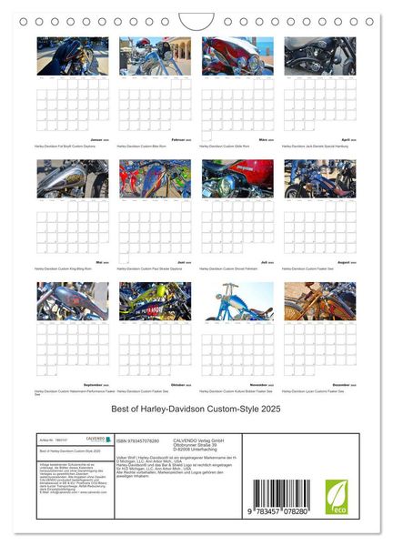 Produktbild: Best of Harley-Davidson Custom-Style 2025 (Wandkalender 2025 DIN A4 hoch), CALVENDO Monatskalender