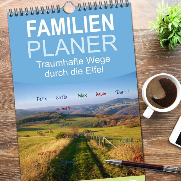 Produktbild: Familienplaner 2026 - Traumhafte Wege durch die Eifel mit 5 Spalten (Wandkalender, 21 x 45 cm) CALVENDO