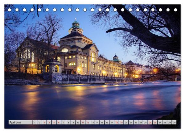 Produktbild: M&uuml;nchen - Lichter der Gro&szlig;stadt (Tischkalender 2026 DIN A5 quer), CALVENDO Monatskalender