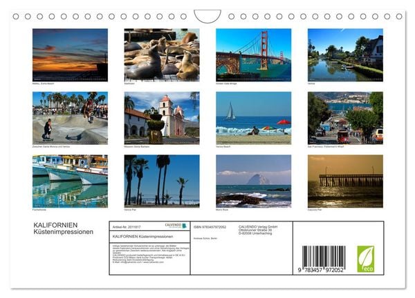 Produktbild: KALIFORNIEN K&uuml;stenimpressionen (Wandkalender 2026 DIN A4 quer), CALVENDO Monatskalender
