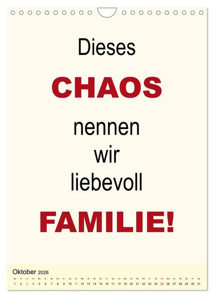 Produktbild: Spr&uuml;che-Kalender. Lustiges f&uuml;r die Familie! (Wandkalender 2026 DIN A4 hoch), CALVENDO Monatskalender