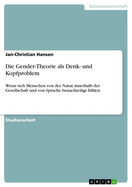 Produktbild: Die Gender-Theorie als Denk- und Kopfproblem