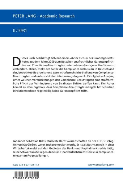 Produktbild: Zur Garantenpflicht des Compliance-Beauftragten