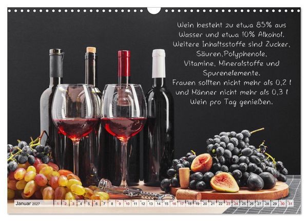 Produktbild: Wissenswertes &uuml;ber Wein (Wandkalender 2027 DIN A3 quer), CALVENDO Monatskalender